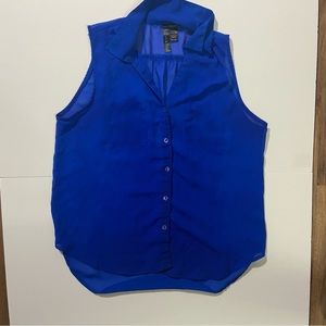 Sheer royal blue button tank size M